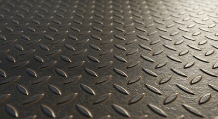 Close-up Texture of Diamond Plate Metal Surface