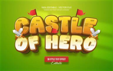 Castle of Hero cartoon bold 3d text effect is editable