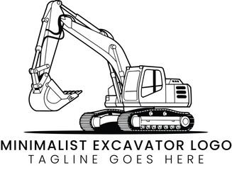Minimalist Excavator Logo Design Clean Illustration
