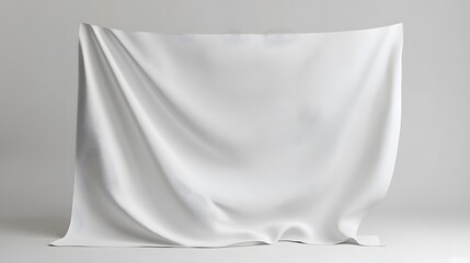 23. A 3D blank fabric banner waving gently