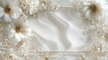 Cute background wallpaper with white flowers and pearls