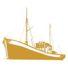 Fishing Boat Icon gold
