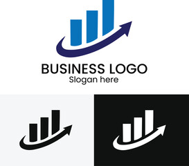 Financial growth chart with upward arrow and business logo concept