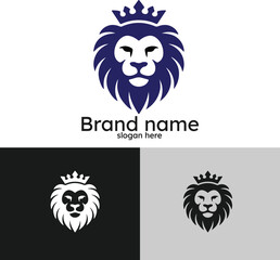 Majestic lion head with crown logo design symbolizing strength and royalty