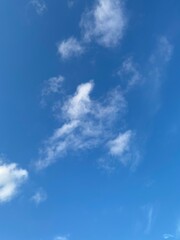 Blue sky with scattered white clouds