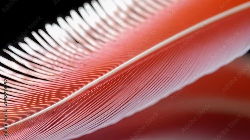 Poster a close-up of a delicate feather displaying intricate details and textures against a dark background
