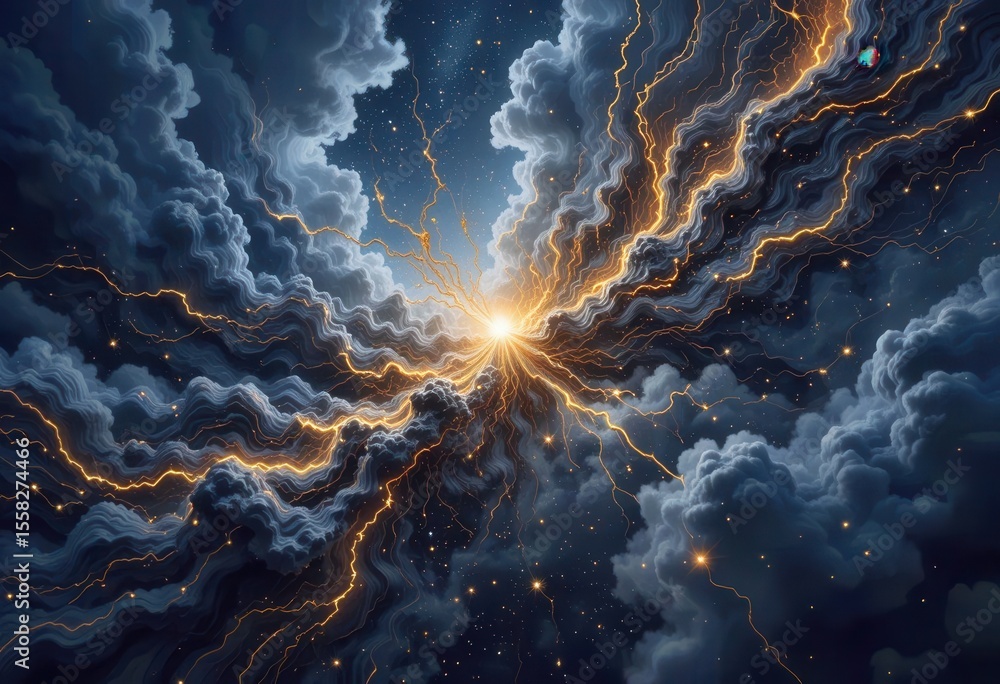 Fototapete Unique backgrounds for computer monitors featuring dynamic energy in a dark sky