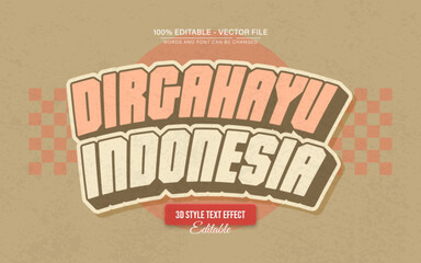 Indonesia Independent Retro Vintage 3D Text Effect for Poster, Logo and T-Shirt Template