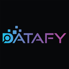 Datafy Logo Showcasing Analytical Solutions and Innovative Data Strategies with a Modern Gradient Design on a Black Background
