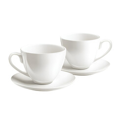 Obraz premium Two white teacups and saucers elegant tableware set