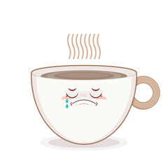 coffee cup crying face cartoon cute