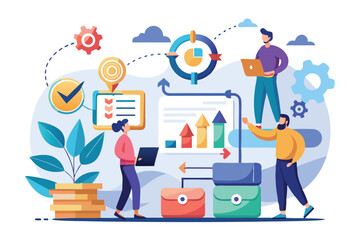 Effective decision making system enhances business productivity and team collaboration in a modern workspace setup