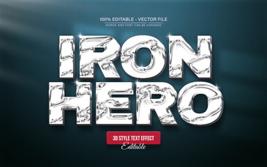 Silver Iron Hero Chrome Text Effect for Poster, Logo and T-Shirt Template