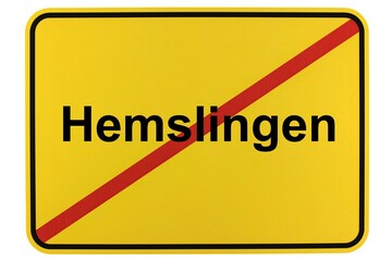 Illustration eines Ortsschildes der Gemeinde Hemslingen in Niedersachsen	