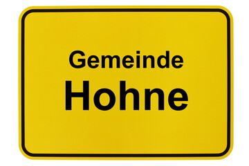 Illustration eines Ortsschildes der Gemeinde Hohne in Niedersachsen	
