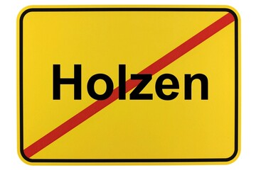 Illustration eines Ortsschildes der Gemeinde Holzen in Niedersachsen	