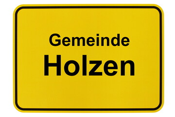 Illustration eines Ortsschildes der Gemeinde Holzen in Niedersachsen	