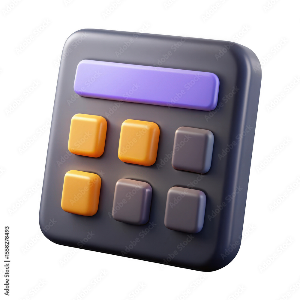 Poster 3d realistic calculator icon isolated on transparent background