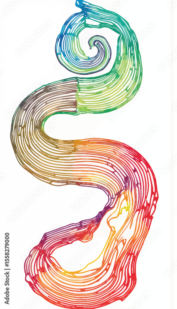 Poster colorful abstract swirl design with flowing lines in gradient hues