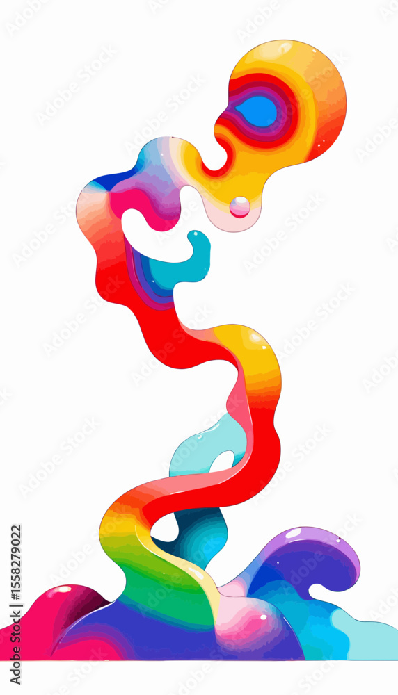 Poster colorful abstract fluid shapes with flowing design elements