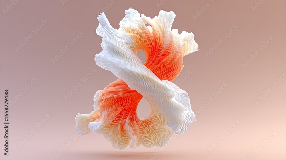 Poster creative number created with alternating layers of colored petals on soft-toned background, clean co