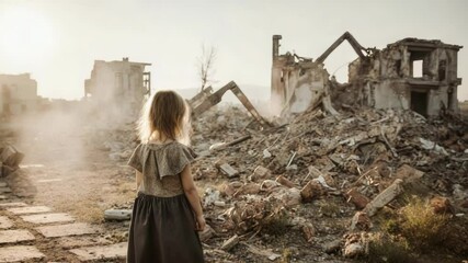 Young woman sadly after war