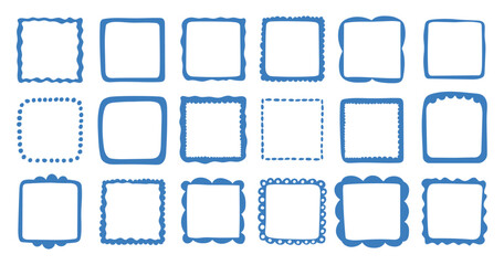 Vector set of hand drawn cut out style square frames and borders - abstract design elements for decoration or logo design templates, prints, placards 