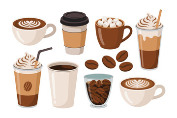 coffee vector set clipart design.