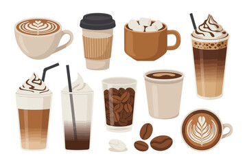 coffee vector set clipart design.