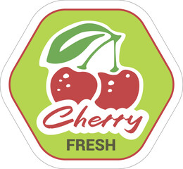 Vintage Cherry Peeled Paper Sticker Vector Illustration for Packaging