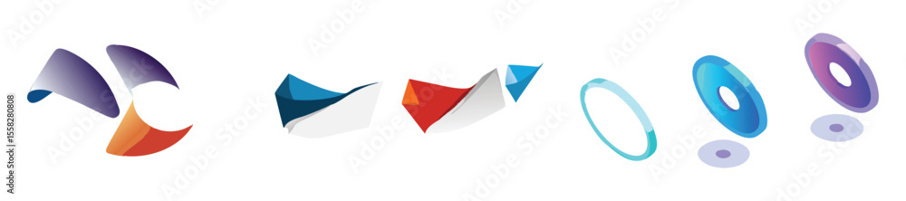 Aufkleber vector art of collection of abstract colorful shapes icons isolated on white background perfect for 