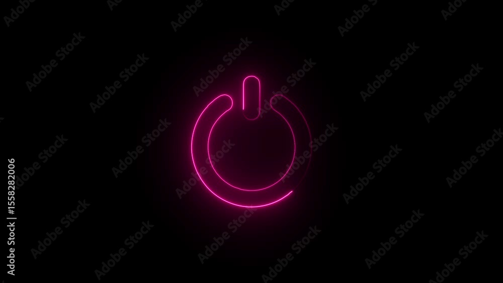 Fototapete neon glow power button with green and red color. power button motion graphic animation, power button