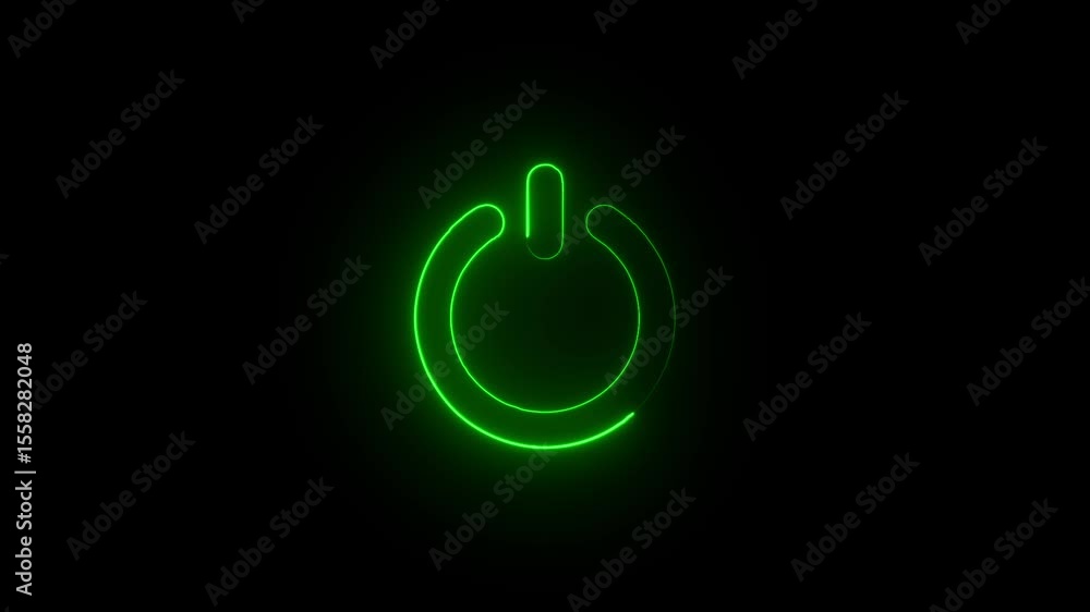 Fototapete neon glow power button with green and red color. power button motion graphic animation, power button