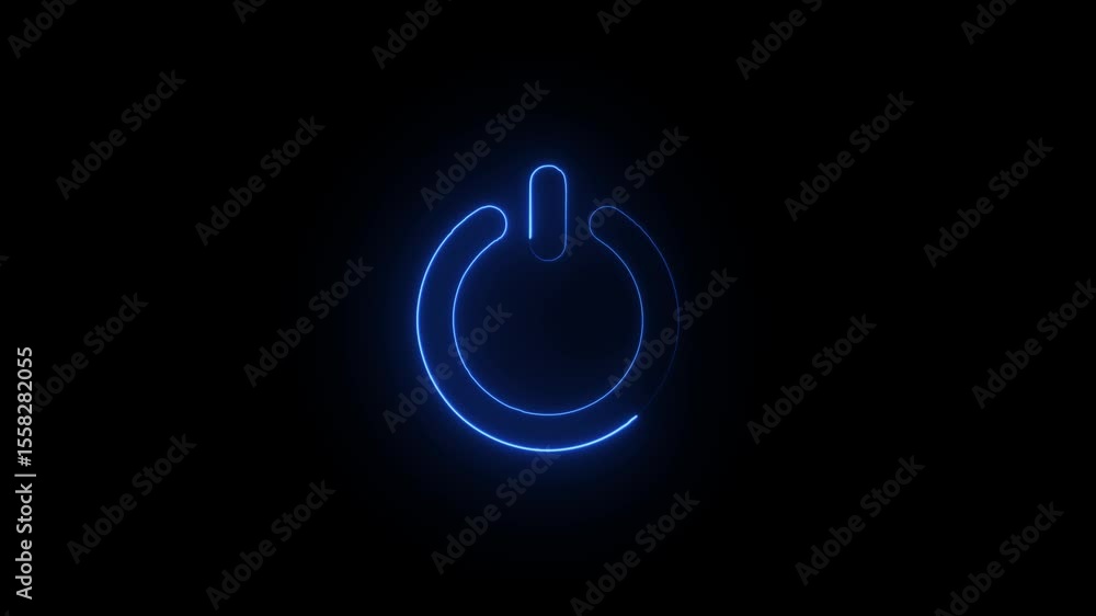 Fototapete neon glow power button with green and red color. power button motion graphic animation, power button