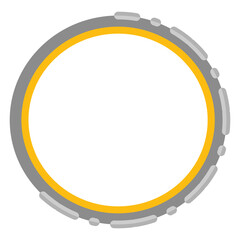Round abstract frame with gray and orange border, modern geometric circle element