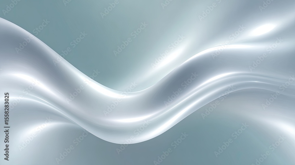 Poster subtle waves of glowing white and silver light moving horizontally over a soft gradient background