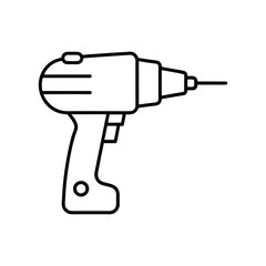 electric drill line art on white background