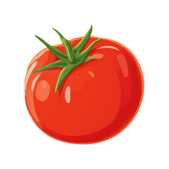 Fresh red tomato with green leaves, perfect for salads and cooking, Isolated on transparent Background.