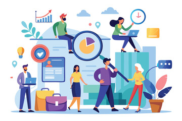 Recruitment strategies and candidate search in a dynamic HR department with diverse professionals collaborating in a modern office setting