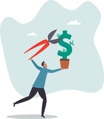 Make profit from investment, earning money, stock capital gain or dividends, growth savings or wealth.character for design.