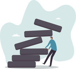 Investment risk, failure or mistake for greedy decision, business strategy to be careful and balance on instability and uncertainty .character for design.