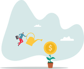 Investing in growth stock, entrepreneur growing business or profit from investment .character for design.