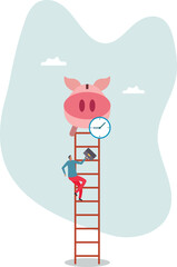 Time is money, people pay money to buy time that most important for success in financial goals.character for design.