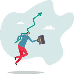 Business growth and improvement, target high profit, stock market soaring, bull market or economic prosperity.character for design.