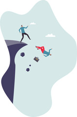 Business dishonesty, betrayal or jealousy colleague, career competitor or cheating .character for design.