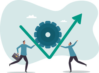 Business transformation or improvement, execution workflow to increase productivity and efficiency, investment profit .character for design.