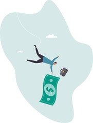 Investment risk, business challenge, adversity or take risk to earn more income, greed and fear in stock market downfall .character for design.