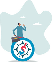 Economic direction or investment trend, financial indicator, inflation or interest rate direction, recession or growth .business concept.character for design.