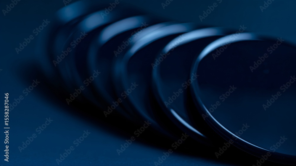 Poster abstract blue ovals creating a dynamic visual flow. modern art background for technology, or digital