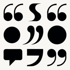 Vector Black Quotation Marks: Set of Stylish Typography Symbols